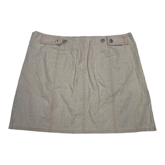 A.B.S by Allen Schwartz Skirt Women's Size 31 Large Taupe Buttoned Belted Linen - Picture 2 of 5